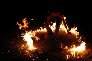 Fire Spinning Burn Circle